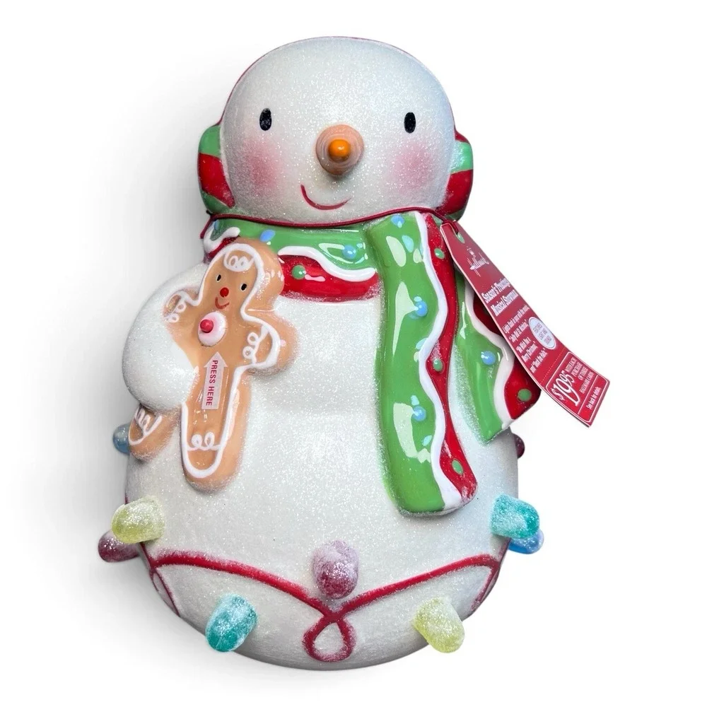 Hallmark 2010 Seasons Treatings Musical Snowman Light Up Gumdrop Gingerbread NWT
